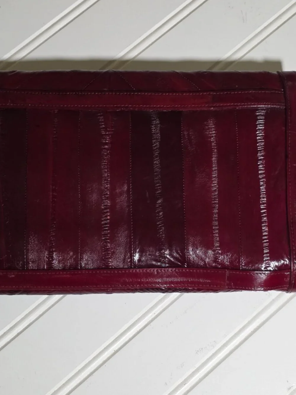 Eel skin clutch  bag in Burgundy Vintage Quiet Luxury